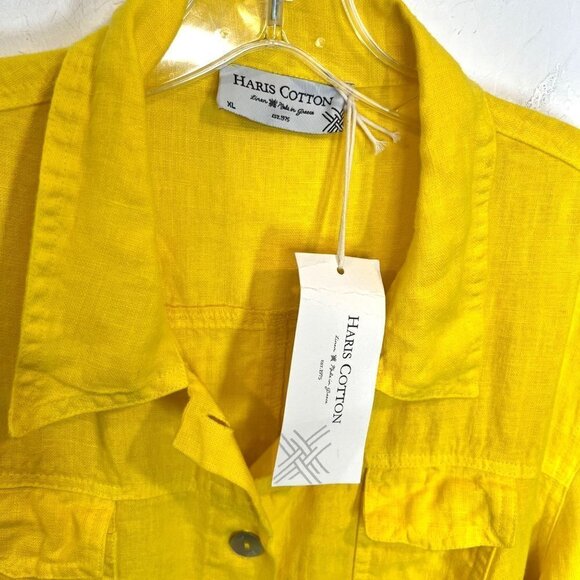 NWT Haris Cotton Long Sleeved 100% Linen Trucker Jacket Button up Size XL - Picture 7 of 10